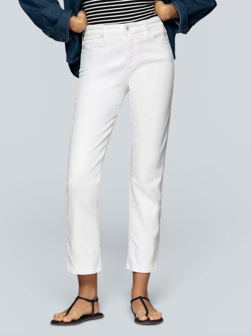 AG Women’s Mari Crop High-Rise Straight-Leg Jeans in White Size‎ 28
